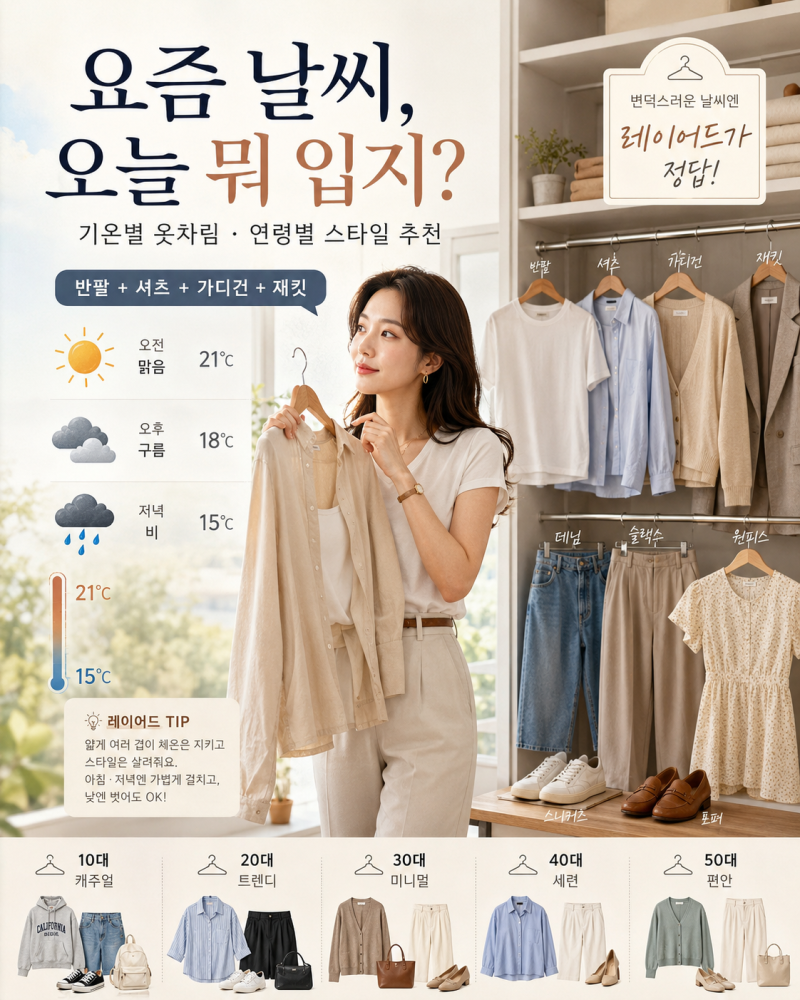 요즘 날씨 옷차림 뭐 입지? 기온별 코디·연령별 쇼핑몰 총정리
