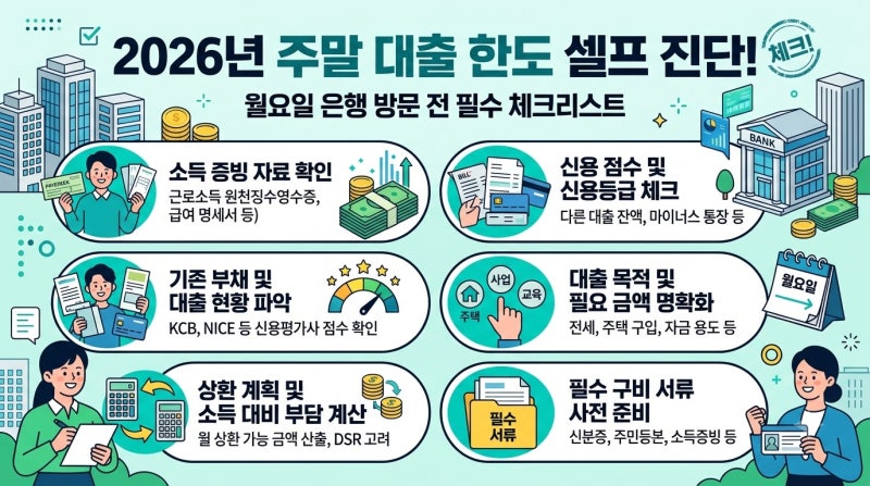 2026 주말 대출 한도 자가진단! 월요일 은행 방문 전 필수 체크리스트