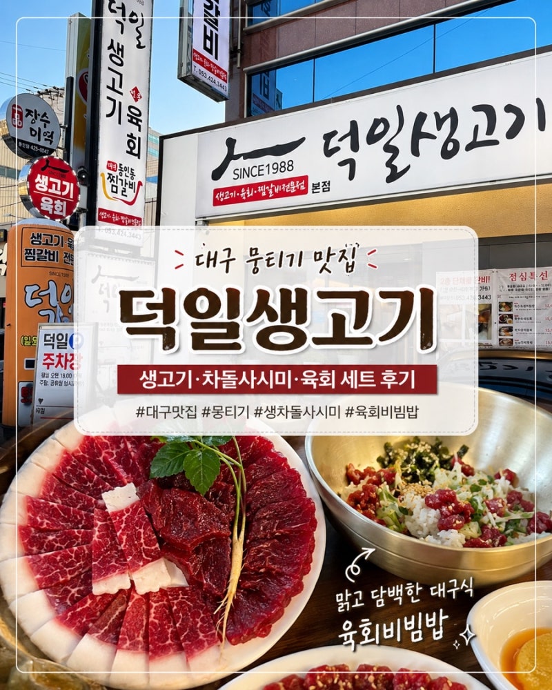 대구 뭉티기 맛집 덕일생고기｜생고기·차돌사시미·육회 세트 후기