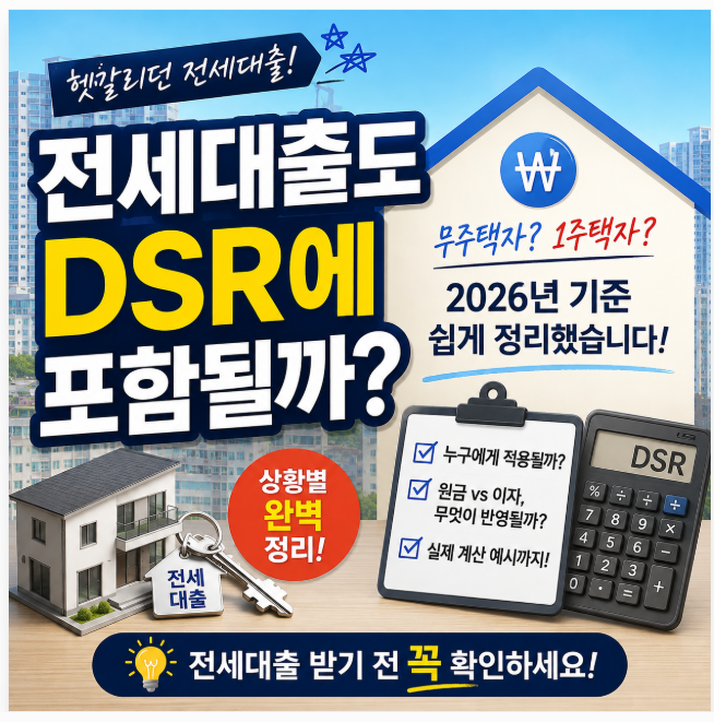 전세대출도 DSR에 포함될까? 무주택자·1주택자에 따라 다릅니다