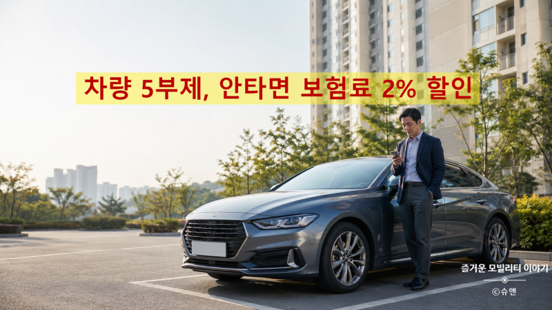2026 자동차보험 차량 5부제 특약 총정리: 주1회 쉬고 보험료 2% 할인받는 방법