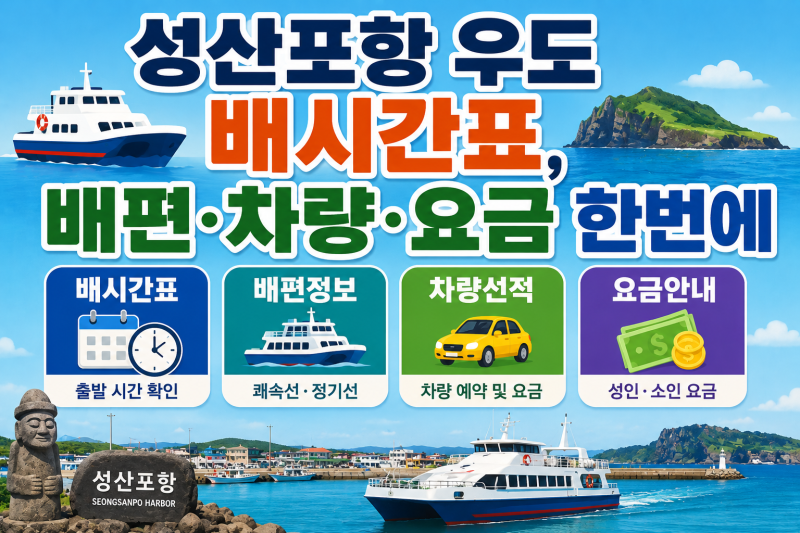 성산포항 우도 배시간표, 배편·차량·요금 한번에