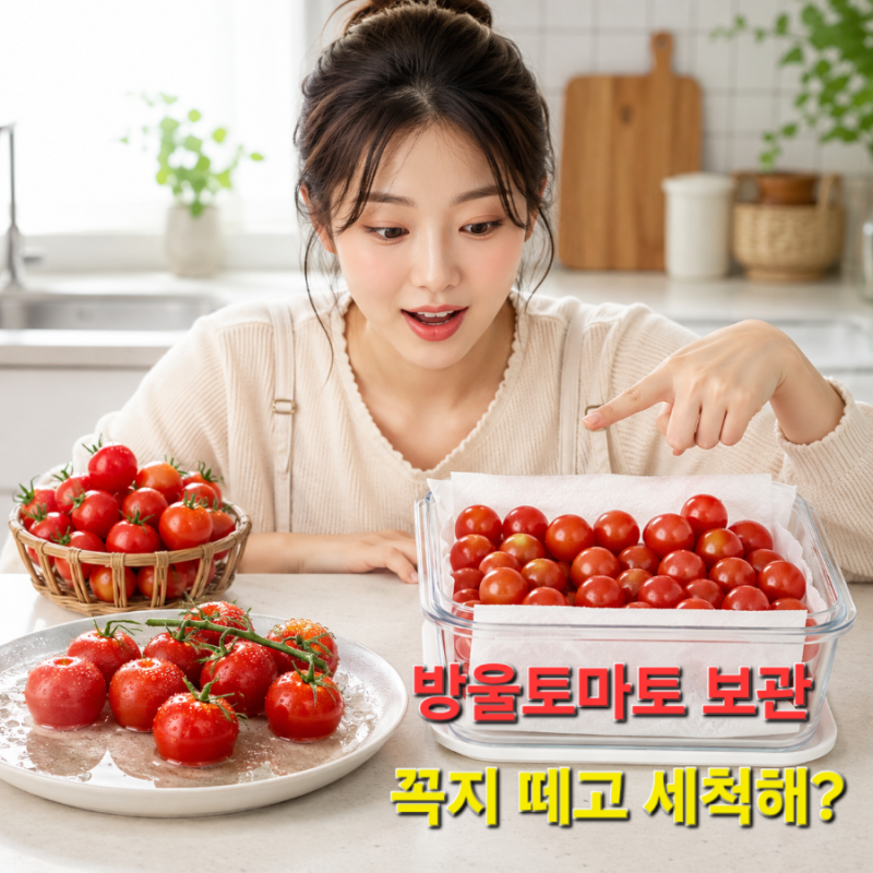 방울토마토 오래 보관하는 법, 꼭지 떼고 세척해 상온 vs 냉장 보관 실체 비교