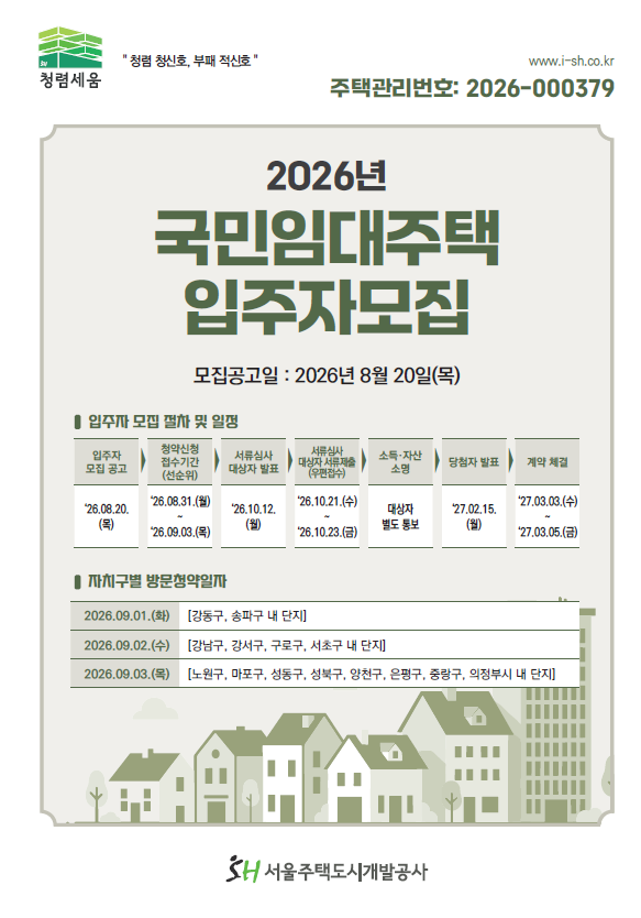 정보|2026 SH 국민임대주택 모집공고