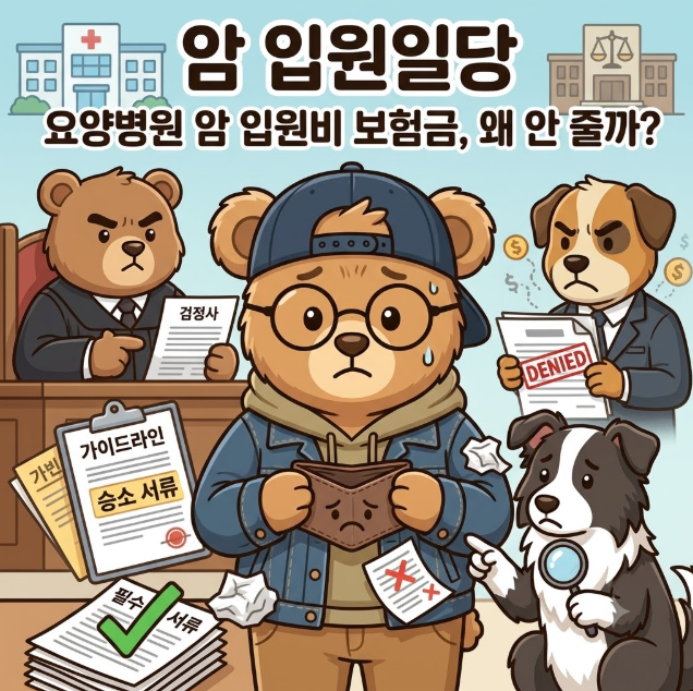 [암 입원일당] 요양병원 암 입원비 보험금 왜 안 줄까? 직접치료 인정 기준 & 승소 필수 서류