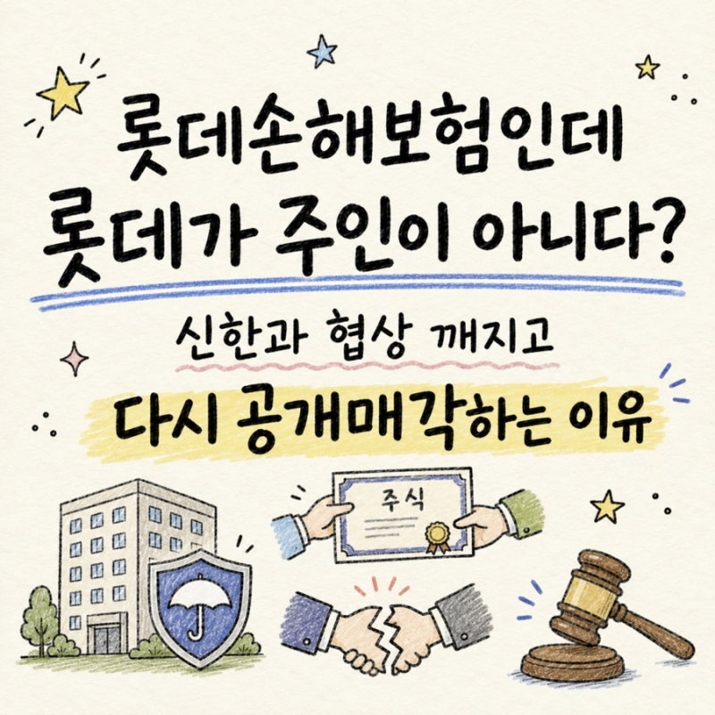롯데손해보험인데 왜 롯데가 주인이 아닐까? 신한과 협상 깨지고 다시 공개매각하는 이유
