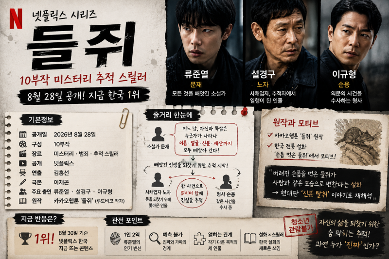 들쥐 드라마 무슨 내용일까 류준열 설경구 출연진 정리