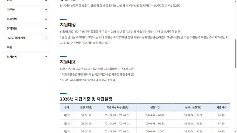 2026 경기도 청년기본소득 3분기 신청, 2001년생이라면 25만원 확인하세요