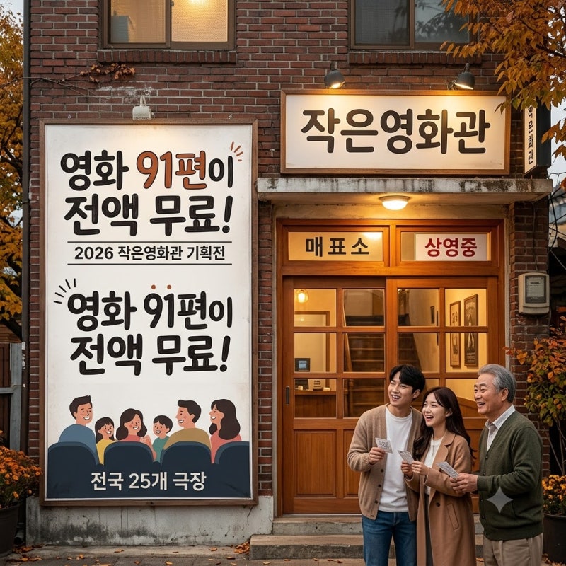 9월부터 11월까지 영화가 공짜! 2026 작은영화관 기획전 전국 참여 극장