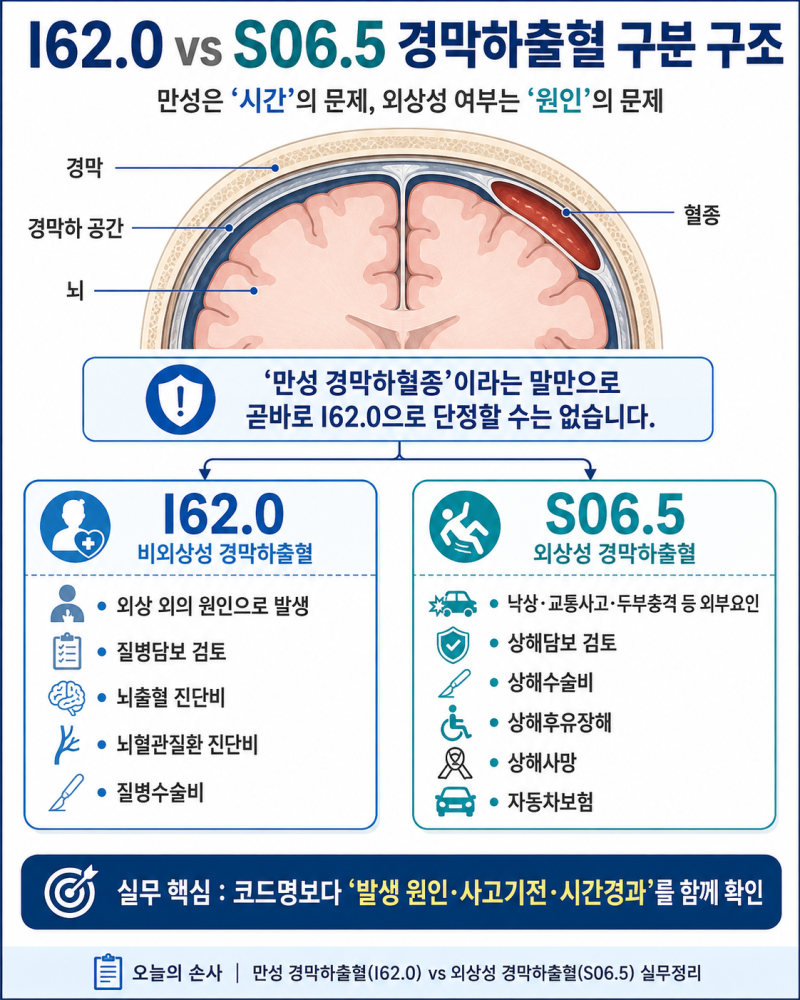 만성 경막하출혈(I62.0) vs 외상성 경막하출혈(S06.5), 보험금 인정은 무엇으로 결정될까?_오늘의....