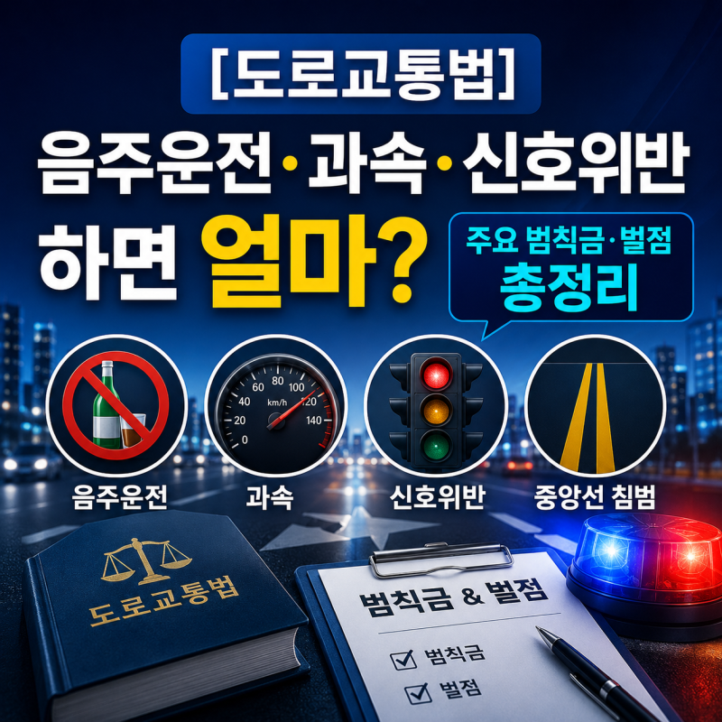 [도로교통법규] 음주운전·과속·신호위반하면 얼마? 주요 범칙금·벌점 총정리