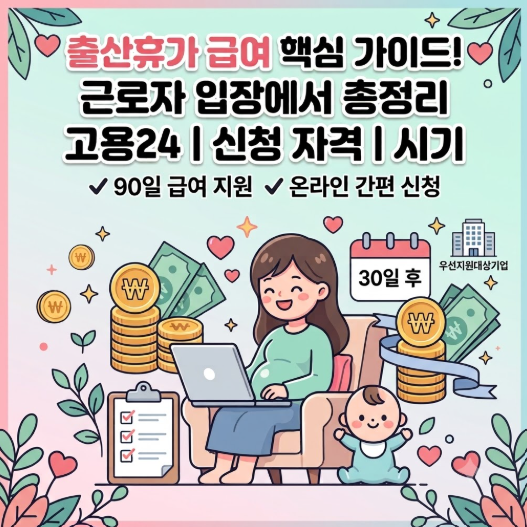 출산휴가 급여 신청 방법 총정리 (고용24, 조건, 제출서류)