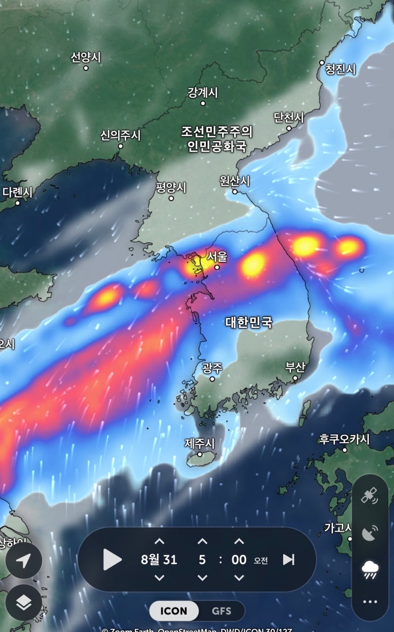 초단기강수예측 레이더와 안전디딤돌 활용법, 경기 남부 100mm 물폭탄 기상청 레이더 vs 윈디 ....