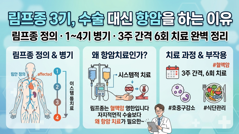 림프종 3기 완치 가이드: 수술 대신 항암치료를 하는 이유와 꼭 알아야 할 관리 수칙
