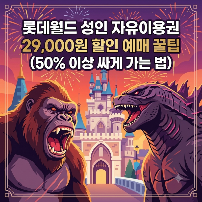 롯데월드 성인 자유이용권 29,000원 할인 예매 꿀팁 (50% 이상 싸게 가는 법)