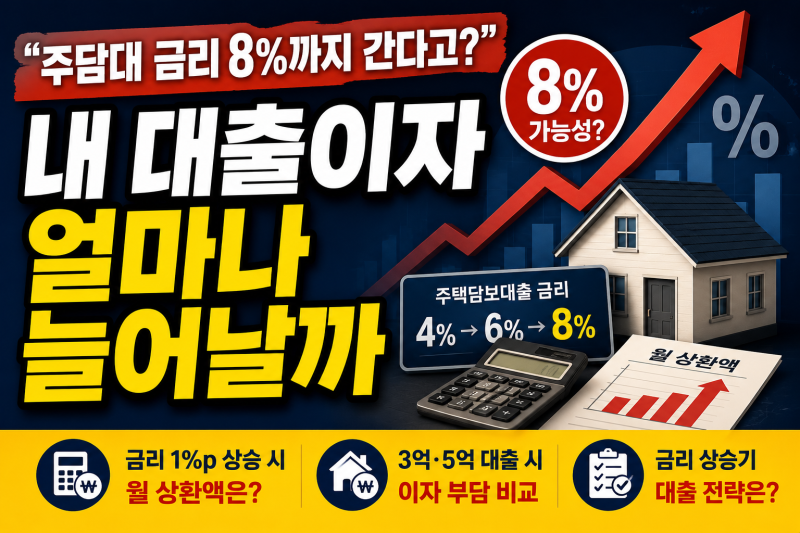 “주담대 금리 8%까지 간다고?” 내 대출이자 얼마나 늘어날까