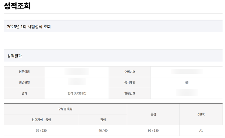 JLPT N5 합격(구구절절 후기: 헛오타쿠는 아니었구나)