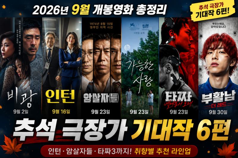 2026년 9월 개봉영화, 추석 극장가 제대로 붙었다…기대작 6편 총정리