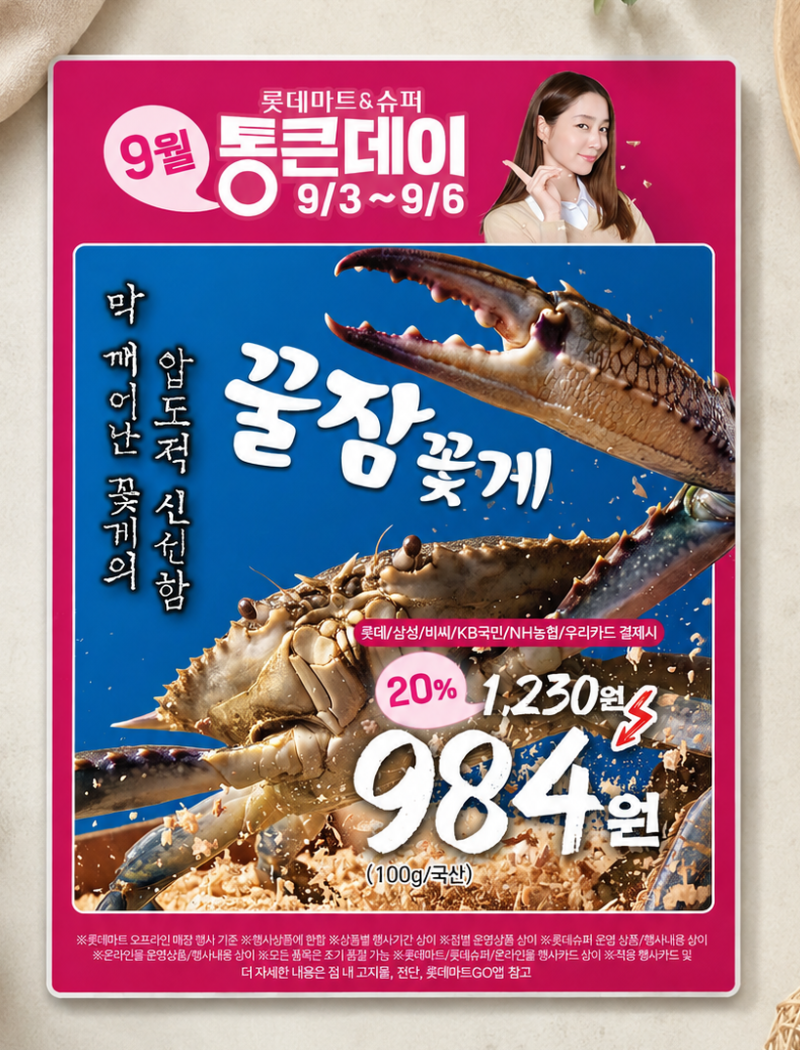 롯데마트 세일 9월 전단지 행사 소식과 통큰데이 가을 햇꽃게 할인