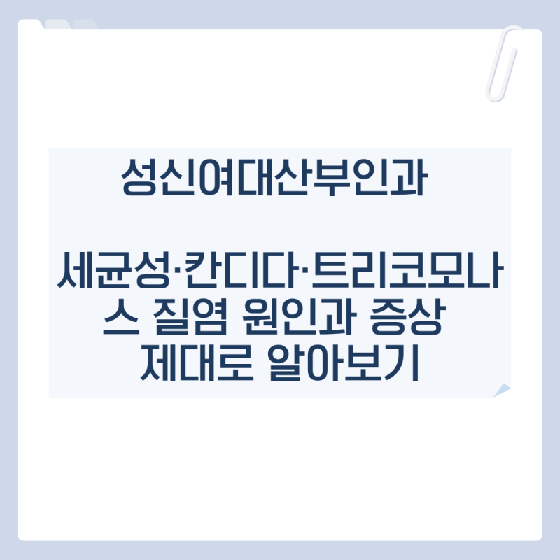 성신여대산부인과 세균성·칸디다·트리코모나스 질염 원인과 증상 제대로 알아보기