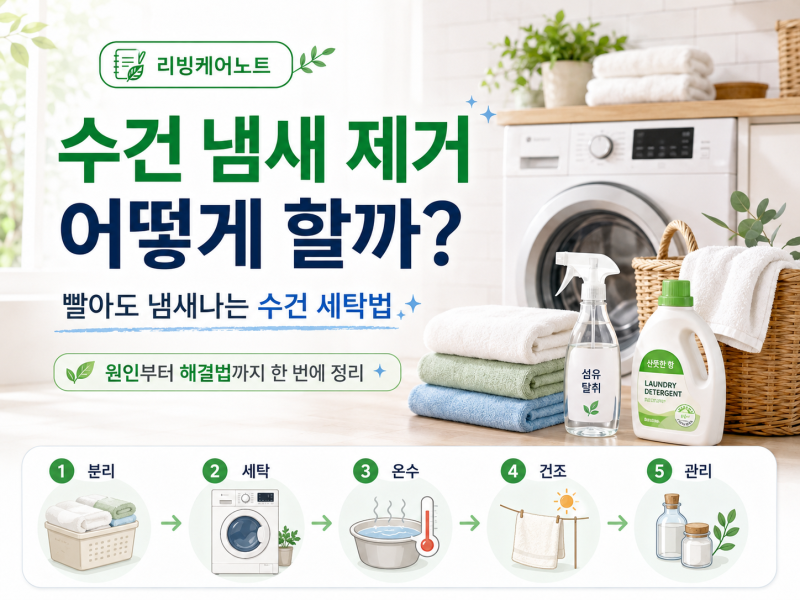 수건 냄새 제거 방법 5가지｜빨아도 냄새나는 수건 세탁법