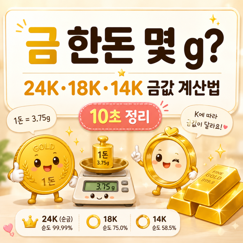 [재테크] 금 한돈 몇 g? 24K·18K·14K 금값 계산법, 이것만 알면 됩니다