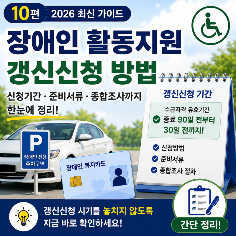 장애인 활동지원 갱신신청 방법｜신청기간·준비서류·종합조사까지 총정리 (2026 최신)