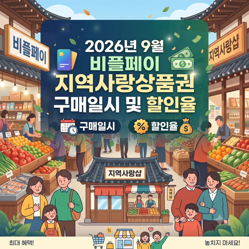 26년 9월 지역별 지역사랑상품권 판매 일시와 할인율