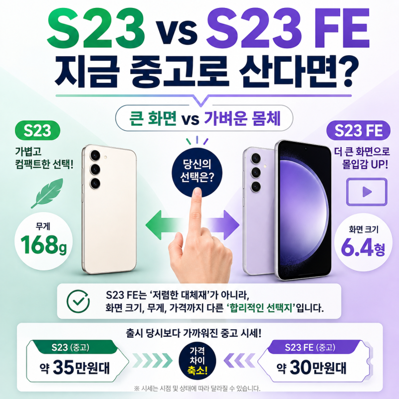 S23 S23 FE 비교, 지금 중고로 산다면 무엇이 더 나을까?