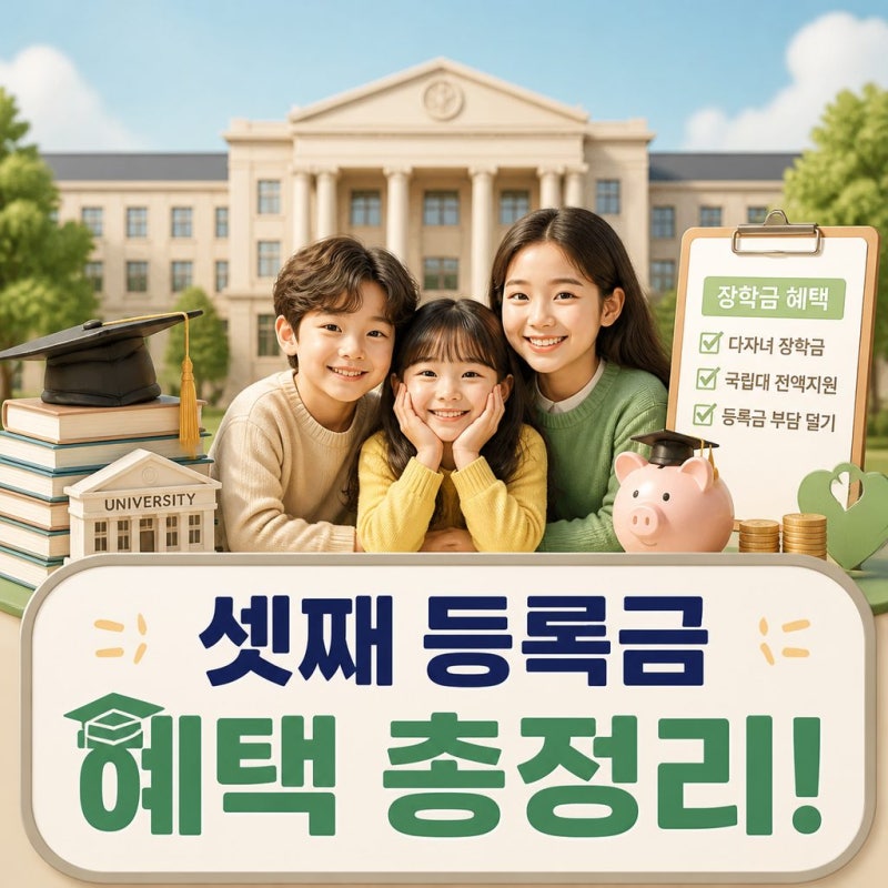 다자녀 국가장학금 및 2027년 국립대 전액 지원, 셋째 등록금 혜택 총정리