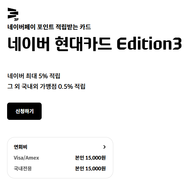 네이버 현대카드 1, 2, 3 비교