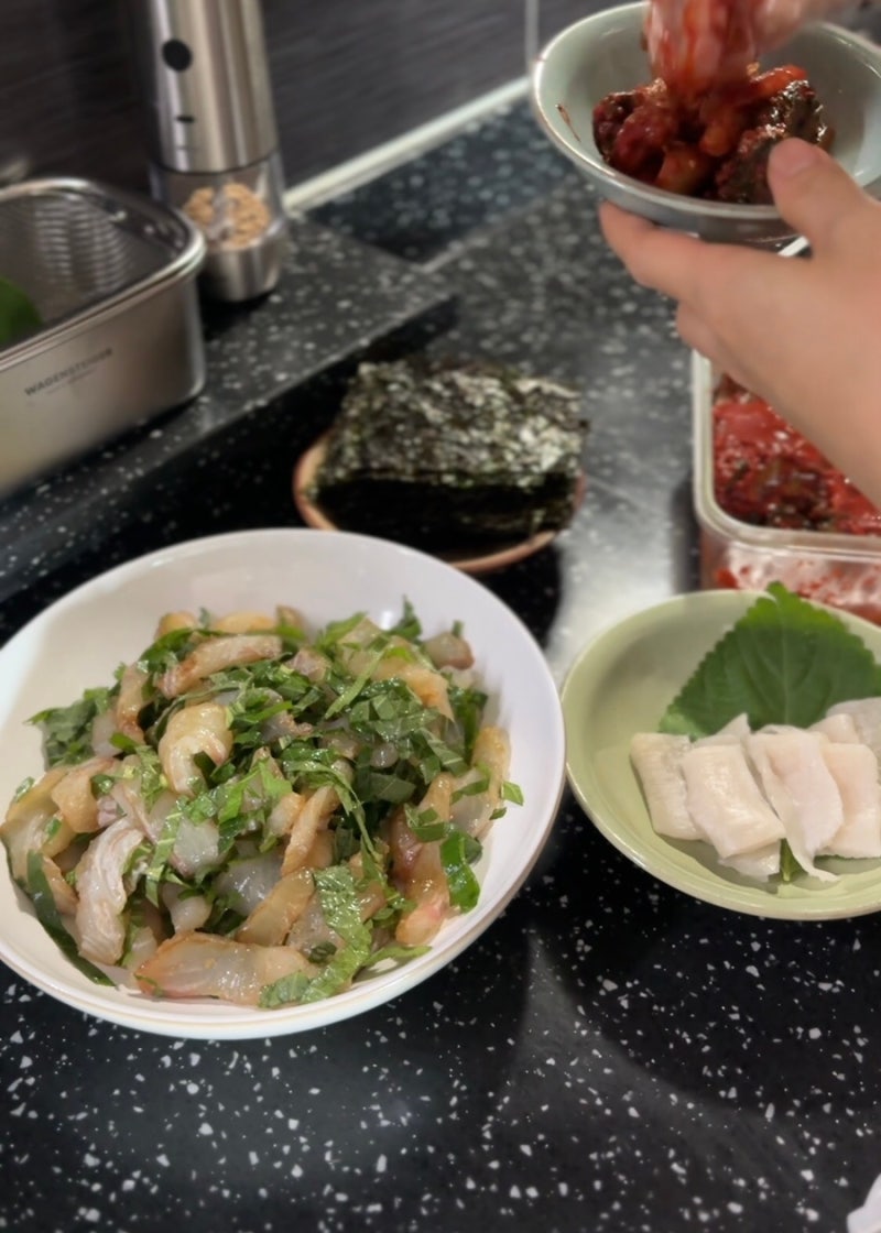 코스트코 광어 필렛, 깻잎으로 광어 깻잎 무침, 광깻무