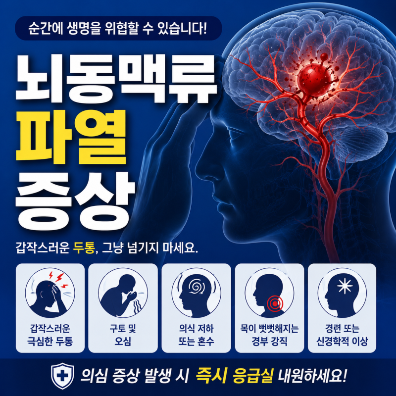뇌동맥류파열 전조증상, 갑자기 찾아오는 극심한 두통을 주의하세요