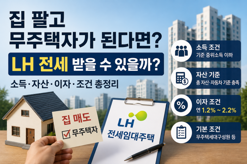 집 팔고 무주택자가 된다면? LH 전세 받을 수 있을까?소득·자산·이자·조건 총정리