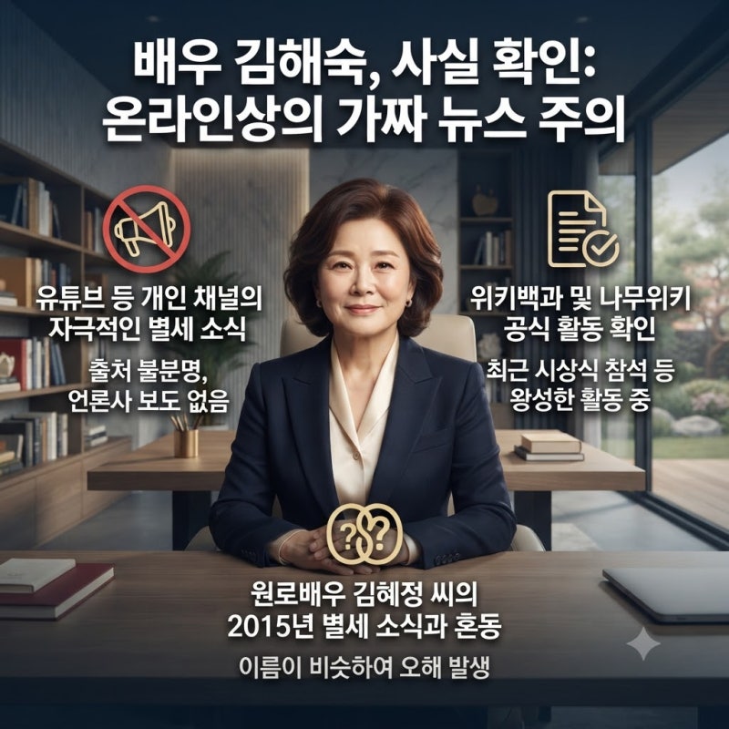 배우 김해숙 별세설, 진짜일까? 김혜숙 이름 혼동과 최근 근황 정리