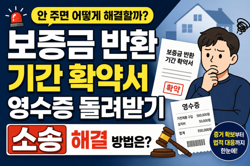 전세 월세 보증금 반환 기간 확약서 영수증 돌려받기 소송, 안 주면 어떻게 해결할까?