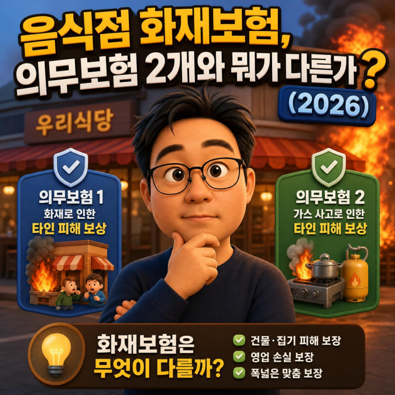 음식점 화재보험, 의무보험 2개와 뭐가 다른가 (2026)
