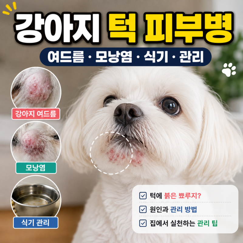 강아지 턱 피부병(강아지여드름, 모낭염, 식기, 관리)