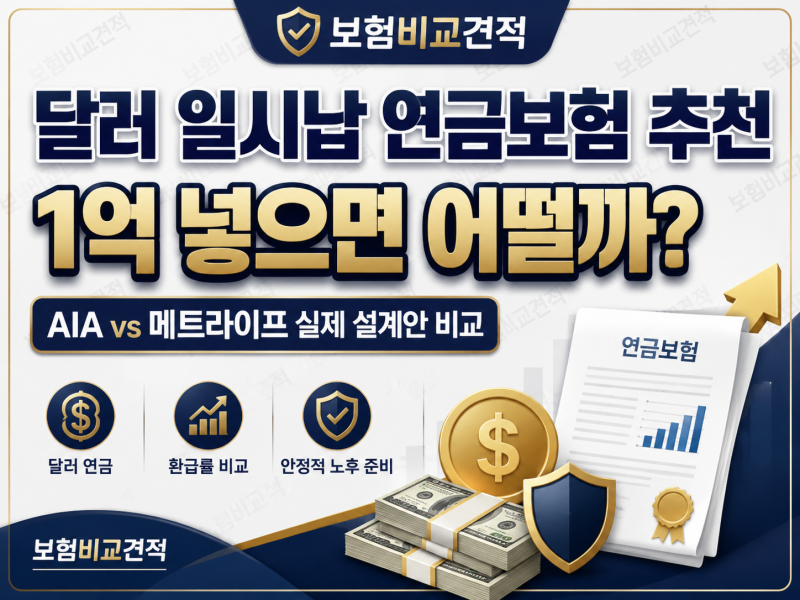 달러 일시납 연금보험 추천, 1억 넣으면 어떨까