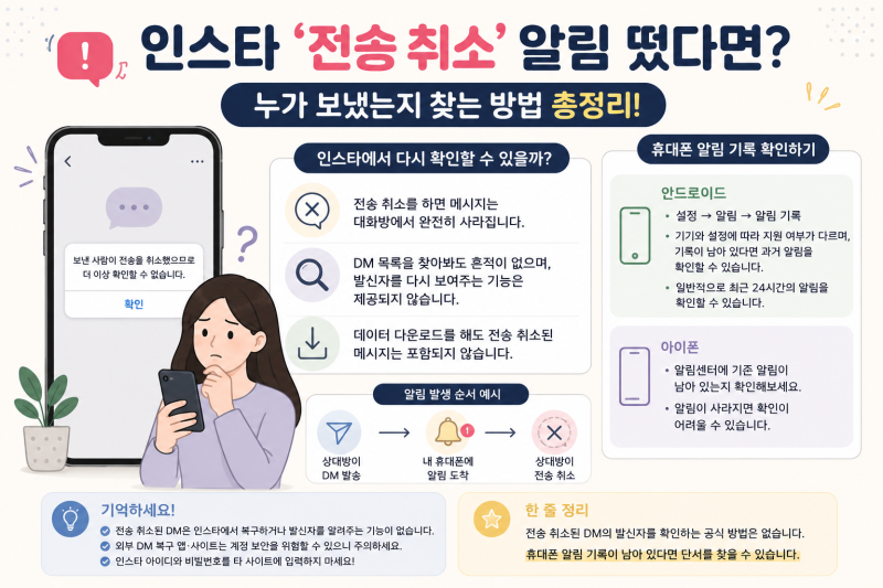 인스타 ‘전송 취소’ 누가 보냈을까? 삭제된 DM 찾는 방법 딱 정리해드립니다