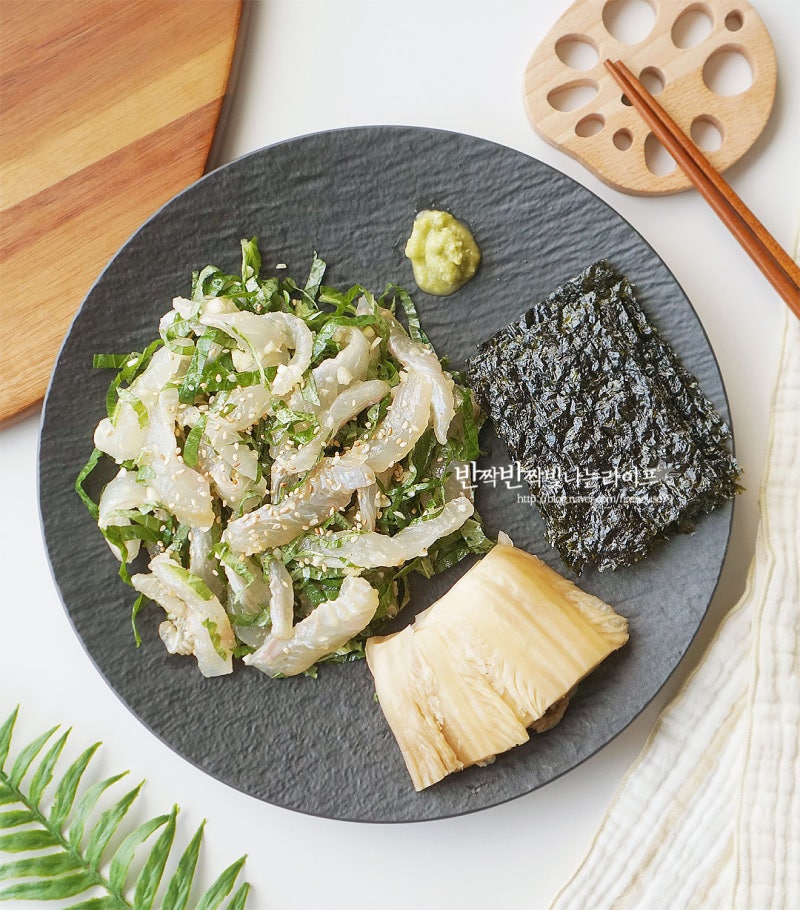 광깻무 레시피 광어 깻잎 무침 유행하는 광어회 요리
