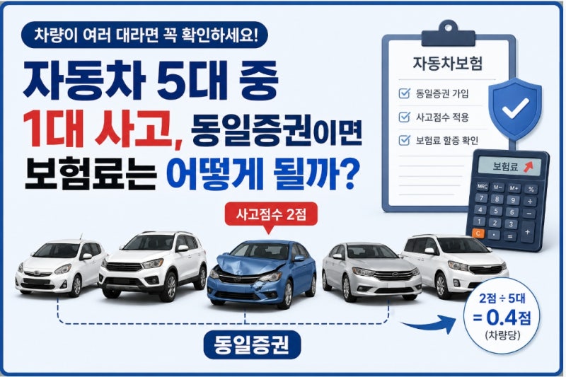 차가 여러 대인데 한 대만 사고 났다면? 동일증권 확인하세요