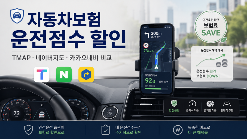 자동차보험 운전점수 할인 총정리｜TMAP·네이버지도·카카오내비 얼마나 할인될까?