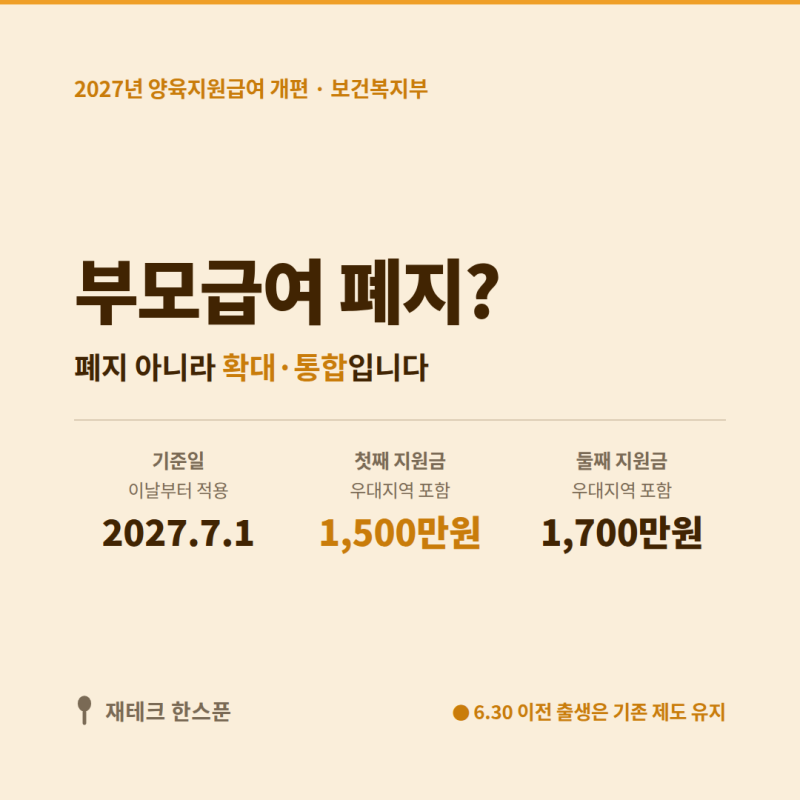 2027년 부모급여 폐지 | 아이맞이지원금 지급 기준·금액 총정리