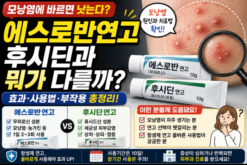 에스로반연고 모낭염에 바르면 낫는다고?? 후시딘과 뭐가 다른지 따져보니