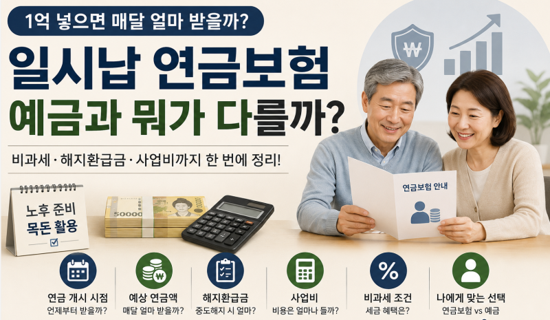 일시납 연금보험이란? 예금과 차이부터 비과세·해지환급금까지