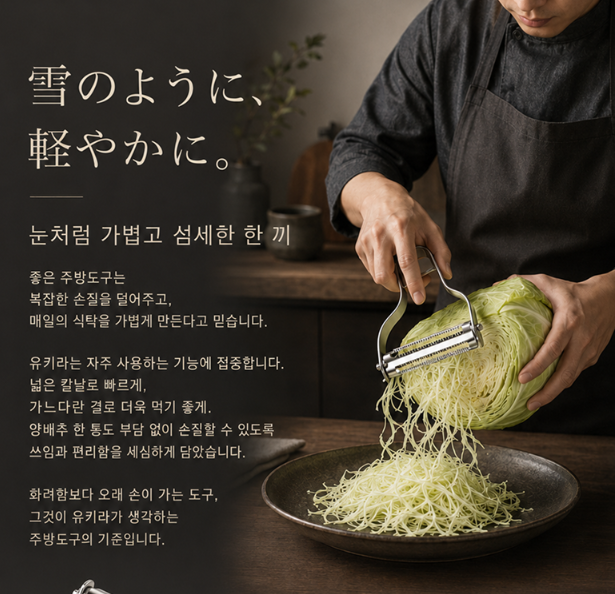 [주방필수템] 요리 똥손도 셰프처럼,유키라 5세대 양배추 채칼 눈꽃 샐러드 와이드 슬라이서