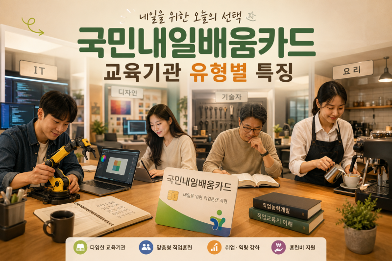 국민내일배움카드 교육기관 어디서 들을까? 사용처 : 유형별 특징 및 장점