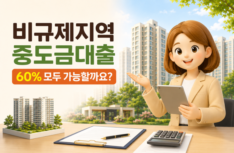 비규제지역 중도금대출 60%｜정부가 그중 80%를 지원하는 걸까요?