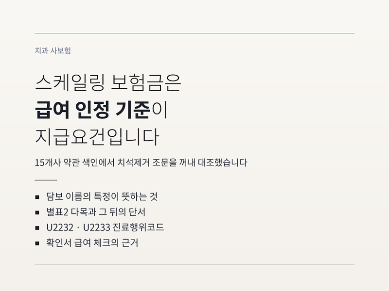 스케일링 보험금, 약관은 급여로 인정된 것만 세고 있습니다